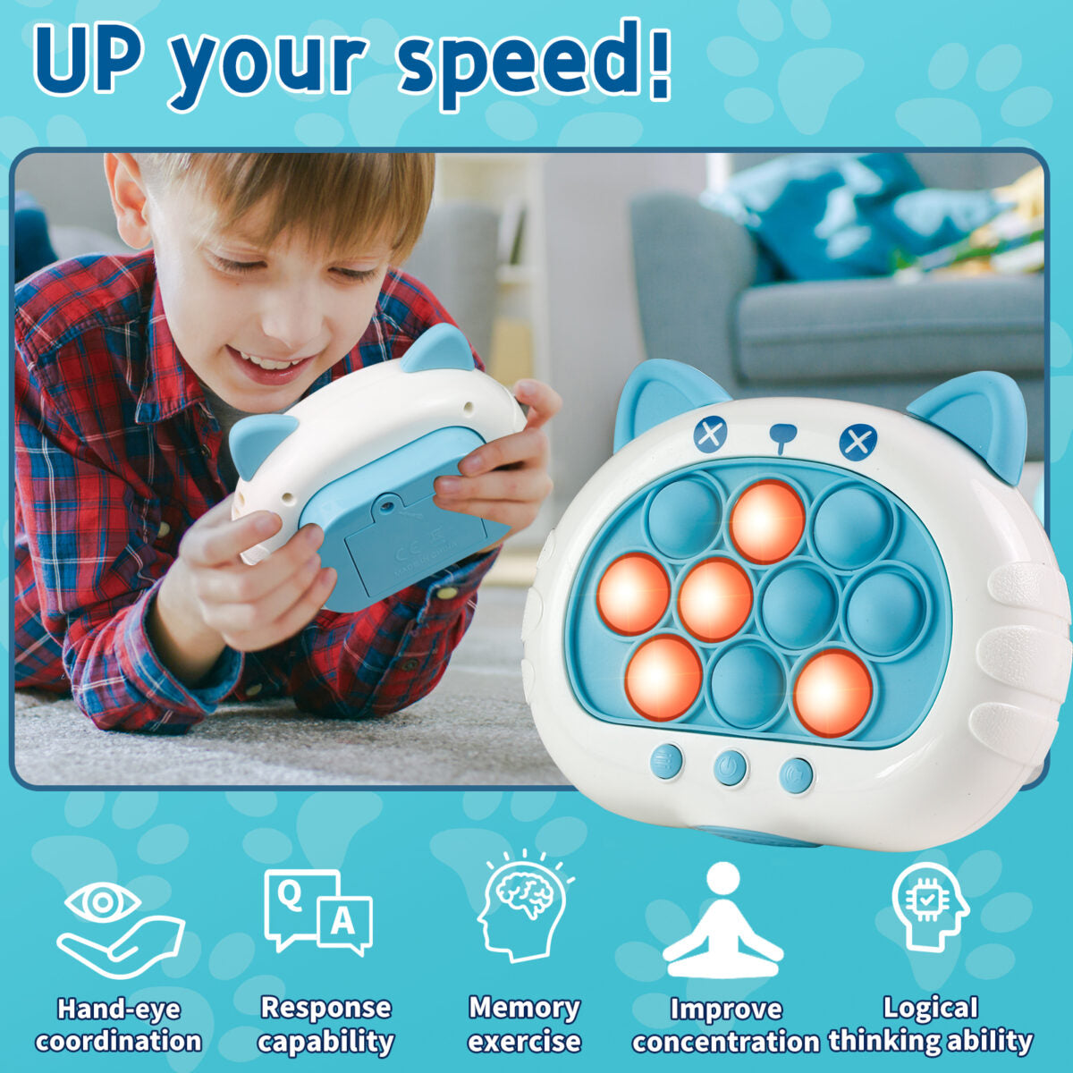 Fast Push Game Toy for Boys Girls Quick Push light up Fidget Toys Bubble Stress Pop Finger Trend Game Xmas Gifts