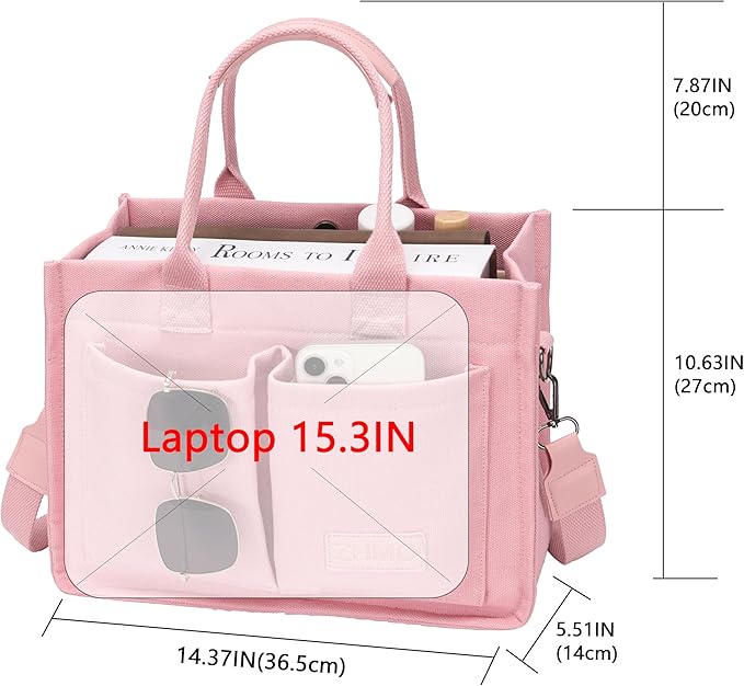 Large Canvas Tote Bag for Women With Pockets,Laptop Crossbody Purses Everything Everyday Bag Handbags