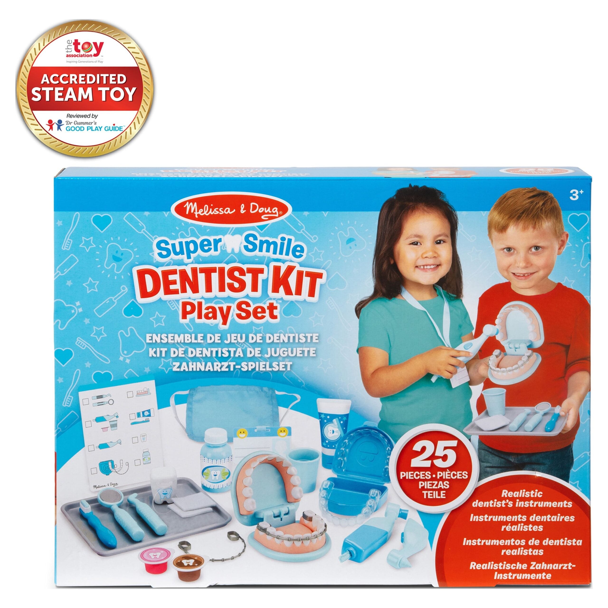 Melissa & Doug Super Smile Dentist Kit With Pretend Play Set of Teeth And Dental Accessories (25 Toy Pieces)